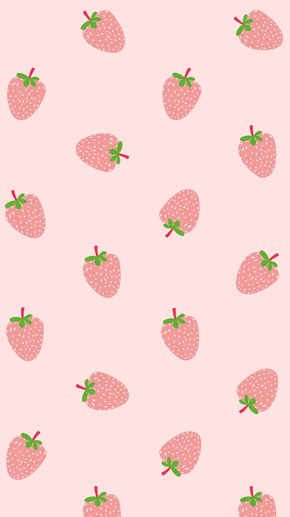 Cute Pink Strawberry Kawaii Iphone Lock Screen Pink - Etsy Cute Pink Strawberry Kawaii Iphone Lock Screen Pink - Etsy