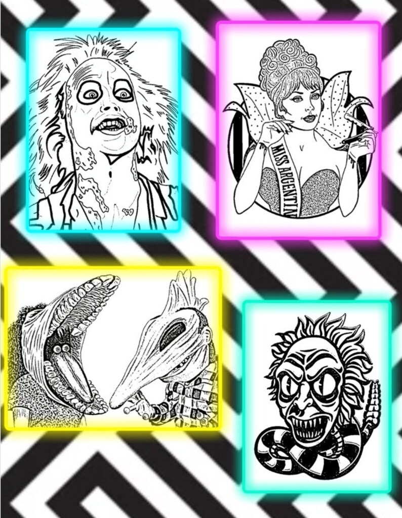 Beetlejuice Coloring Book 20 Illustrations of Tim Etsy UK