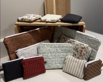Quilted Zipper Pouch | Travel Bag | Skincare Organizer | Medium & Large Sizes