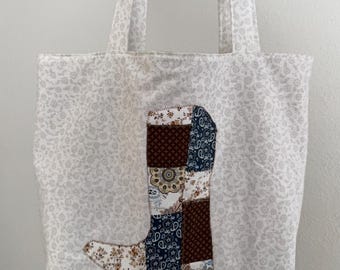 Handmade Cowboy Boot Patchwork Tote Bag • Western Floral