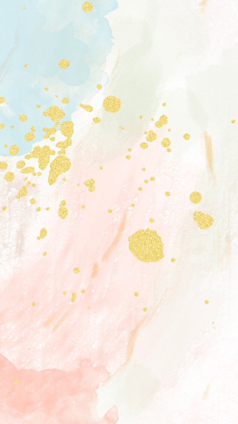 Soft Pastel Watercolor Art Gold Splatter Printable Art Digital Download