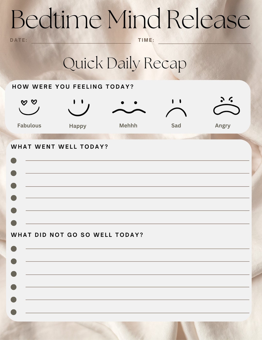 Bedtime Journal: Nightly Printable/digital silk Blush - Etsy