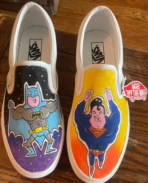 Superman Batman Hand Painted Vans Shoes - Etsy Superman Batman Hand Painted Vans Shoes - Etsy