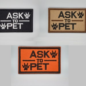 Ask To Pet Patches (2-Pack) Highly Reflective Embroidered Hook and Loop  Patches for Dog Vest or Harness - Laughing Lizards