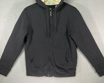 Sherpa Lined Zip Hoodie Mens S Black Fleece Jacket Warm Stretch Comfort Work