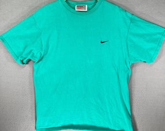 Nike T Shirt Teal Swoosh Logo Made in USA Men's Size Large