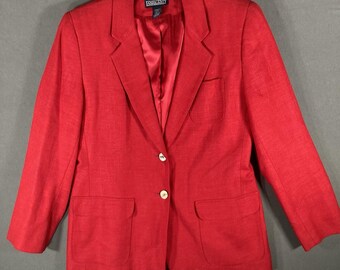 Vintage Lands End Blazer Jacket Womens Sz 8 Red Made In USA 90s