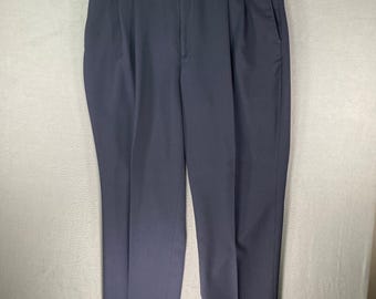 Slates Mens Navy Blue Pleated Wool Blend Dress Pants Trousers W40 L32 90s Vtg