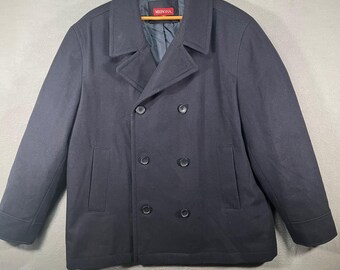Merona XXL Black Wool Blend Peacoat Mens Double Breasted Coat