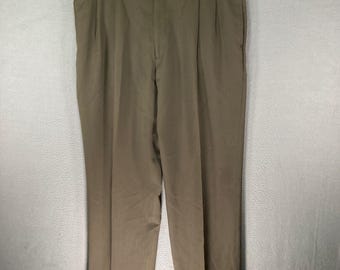 JOS A BANK Executive Pleated Wool Pants Mens 38 Reg Khaki Traditional Fit Brown