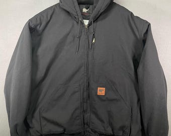 Golden Elephant 3XL Black Hooded Work Jacket Insulated Full Zip Mens