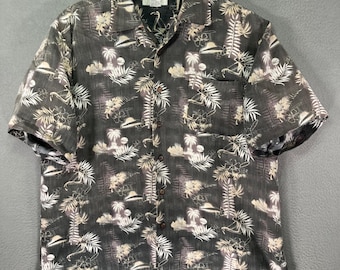 Knightsbridge Mens M Tropical Palm Tree Button Up Short Sleeve Hawaiian Shirt
