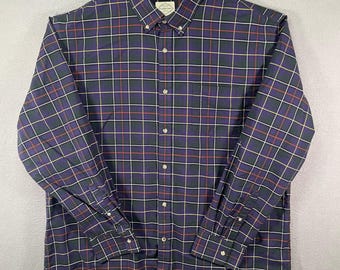 St Johns Bay Mens Plaid Button Down Shirt Long Sleeve XXL 60 Cotton 40 Polyester