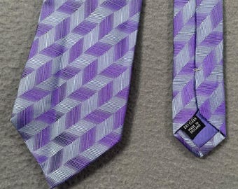 Richard James Savile Row Silk Tie Purple Chevron England Mens Necktie