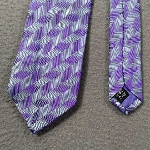 Richard James Savile Row Silk Tie Purple Chevron England Mens Necktie