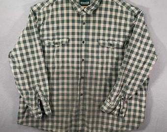 Camisa de manga larga con botones y estampado de cuadros para hombre, talla 3XL, color verde y beige, marca Outdoor Life.