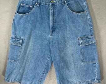 Insider Mens Denim Cargo Shorts Blue Wash Size 36 Skater Cargo Pockets Baggy