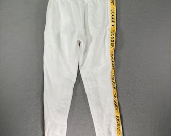 Women's Jogger Sweatpants White "JOGGER" Tape Detail Size S Vintage Made In USA