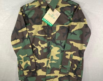 Red Head Mens Camouflage Button Down Long Sleeve Shirt Large L Cotton NEW VTG