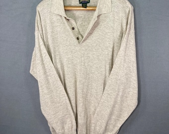 Cambridge Classics Mens Large Sweater Collared Button Long Sleeve Wool Blend