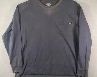 Dickies Mens Long Sleeve Pocket T Shirt Dark Gray 3XL Workwear Casual