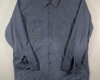 Red Kap Work Shirt Mens XXXL Navy Button Up Long Sleeve Workwear