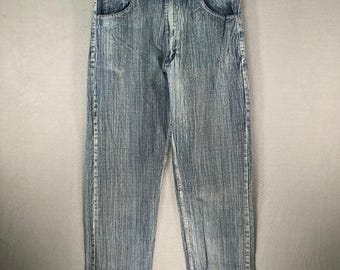 HALIFAX DENIM Men's Jeans 36W 34L Blue Wash Straight Leg Cotton Skater Y2K Baggy