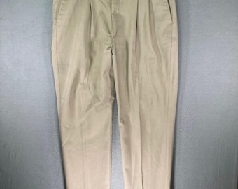 Dockers Golf Mens Khaki Pleated Straight Leg Pants Size 40x32 Cotton (FLAW) VTG