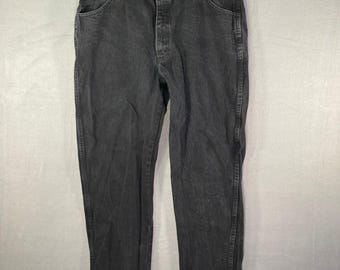 Pantalones vaqueros de mezclilla negros para hombre Rustler, talla 40x30, corte regular, de algodón, estilo casual.