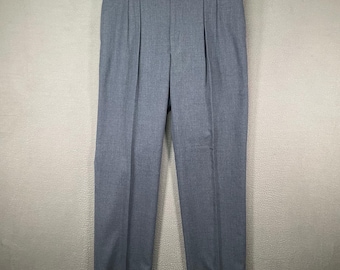 Unbranded Dress Pants Mens 34x31 Gray Excellent Pleated Straight Leg Slacks