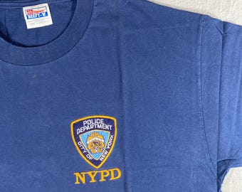 Camiseta Hanes Beefy T NYPD para hombre XL Departamento de Policía Ciudad de Nueva York Azul