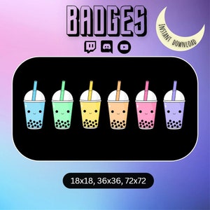 Kawaii Boba Badges for Twitch | KICK | Discord | Youtube