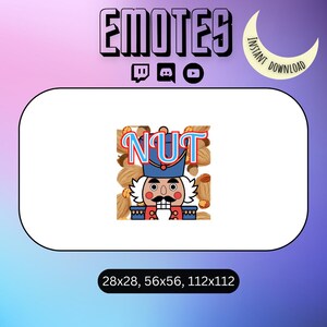 May include: A digital illustration of a nutcracker with a blue hat and red jacket, surrounded by nuts. The text "NUT" is above the nutcracker.
