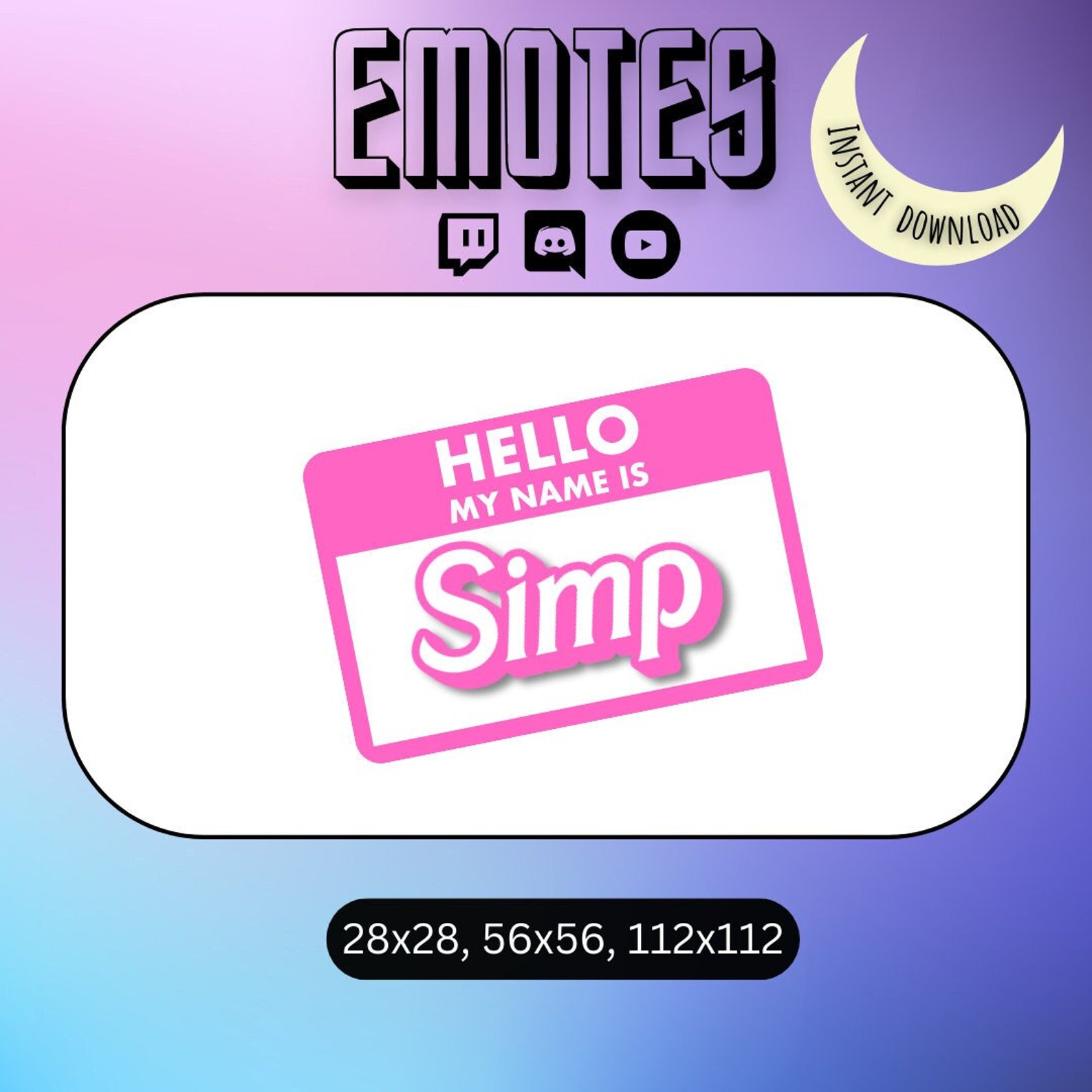 Hello, My Name is Simp Emote for Twitch | KICK | Discord - Etsy