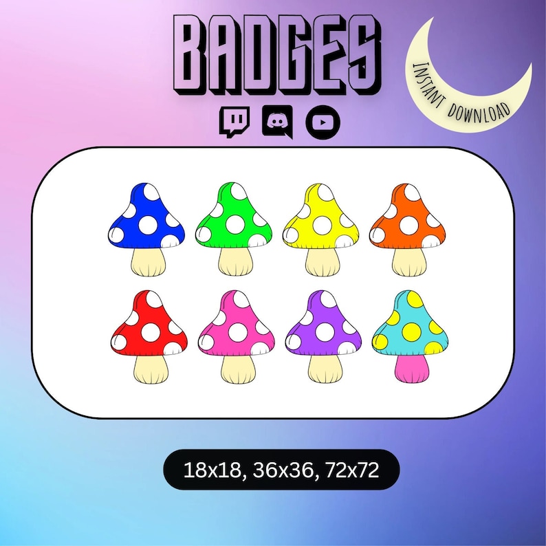Mushroom Badges for Twitch Discord Youtube Etsy
