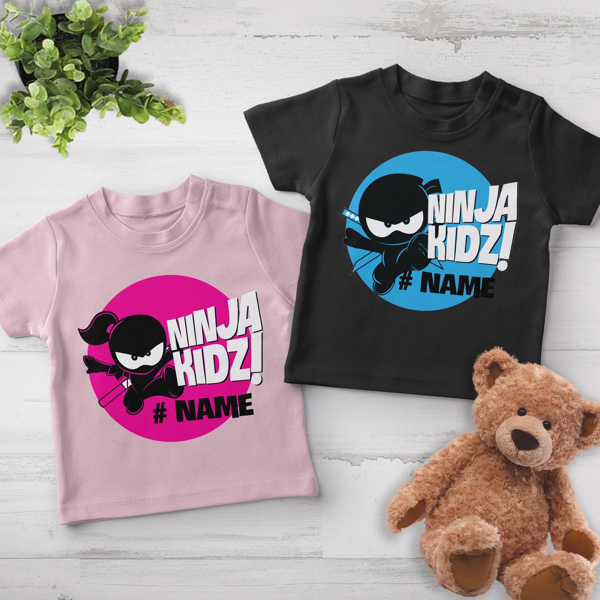 DesignByRome Personalized Ninja Kidz TV Birthday Shirt,Ninja Kidz Family Party Matching Shirt,Ninja Family Shirt,Birthday Gifts for Kids HANX06