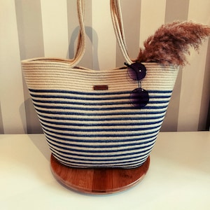 Handmade Original Tress Rope Design Beach Bag – Lightweight Summer Tote for Vacation & Daily Use
