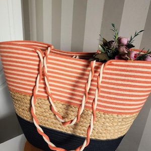 Handmade Original Tress Rope Design Beach Bag – Lightweight Summer Tote for Vacation & Daily Use