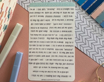 Smutty Good Time Sticker Sheet (2nd Edition), Book Annotating, Book Journal
