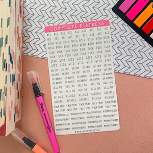 Complete Distress Sticker Sheet, Book Annotating Stickers
