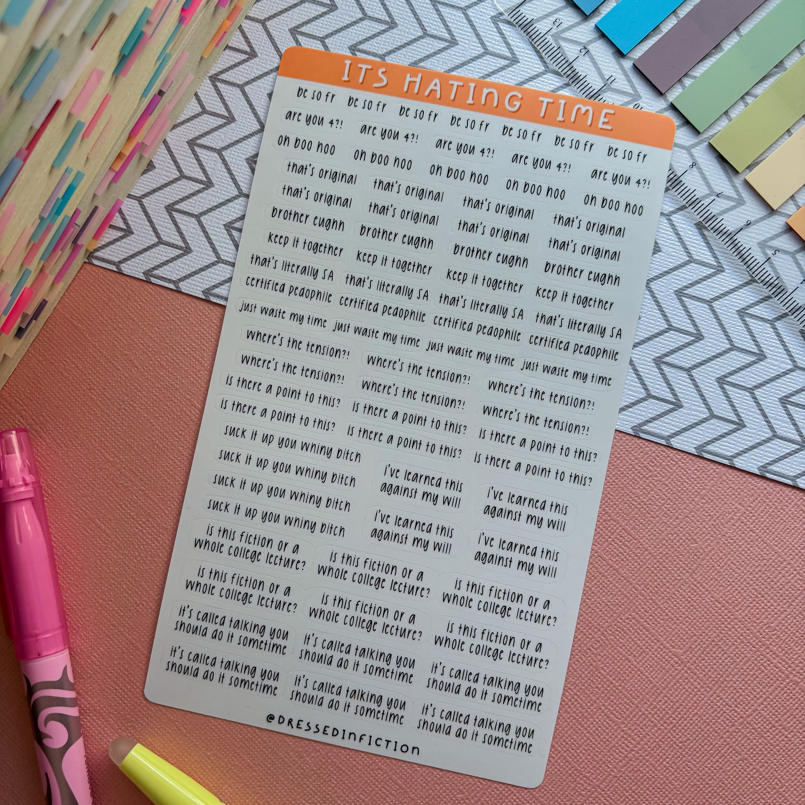 Hating Time It's Hating Time 2nd Edition, Book Annotating Sticker Sheet - Etsy