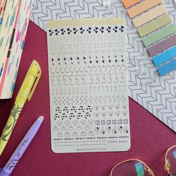 Doodle Time Sticker Sheet, Book Annotating, Book Journaling