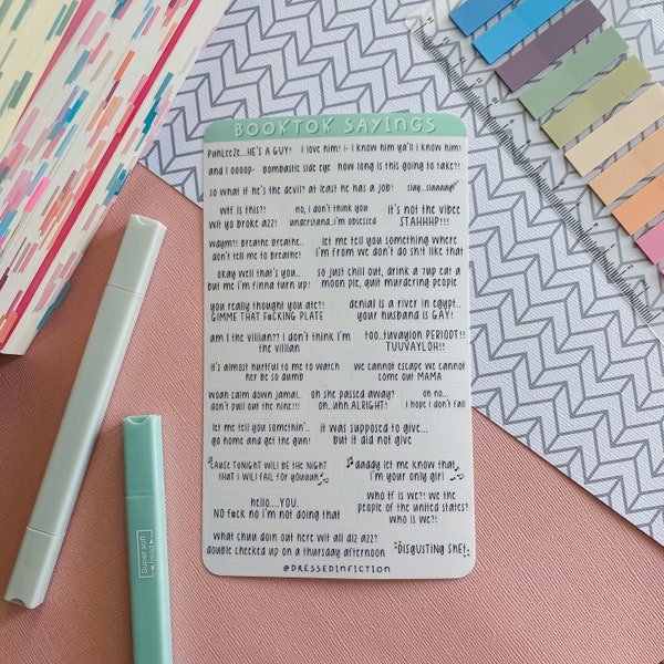 Booktok Sayings Sticker Sheet, Book Annotating Stickers, Book Journal