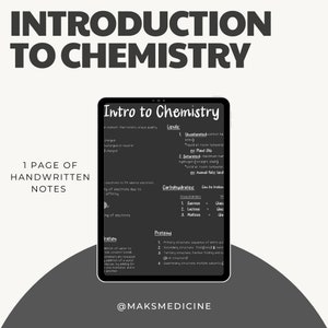 May include: A black and white digital note page with the title "Intro to Chemistry" and handwritten notes about the chemical properties of lipids, carbohydrates, and proteins. The notes include examples of each type of molecule and their chemical structures.