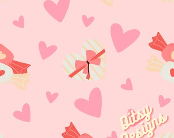 Pink Valentines Seamless Design, Heart Pattern, Digital Seamless Design, Fabric Design, Seamless File, Girly Valentine Fabric, Heart Pattern