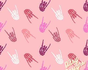 Skeleton Rock n Roll Seamless Design, Halloween Pattern, Digital Seamless Design, Fabric Design, Seamless File, Girly Rock Fabric, Pattern
