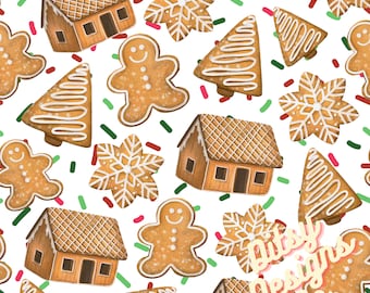Christmas Cookie Seamless Design, Christmas Pattern, Digital Seamless Design, Fabric Design, Seamless File, Girly Fabric, Girly Christmas