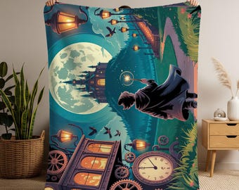 Manta Castelo de Fantasia Mágica – Cena Noturna Mágica, Presente Aconchegante em Minky ou Sherpa