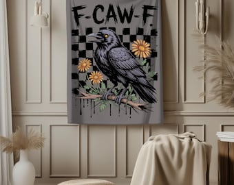 Funny Crow Throw Blanket – Gothic Raven Decor, Sherpa or Minky