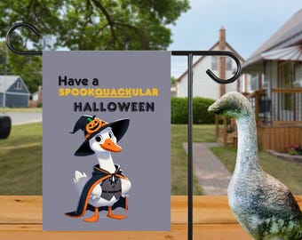 Bandiera da giardino Quack-o-Ween / Decorazione di Halloween con oca / Bandiera bifacciale